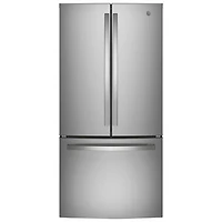 GE 33" 24.7 Cu. Ft. French Door Refrigerator with Water&Ice Dispenser (GNE25JYKFS) - Fingerprint Resistant Stainless