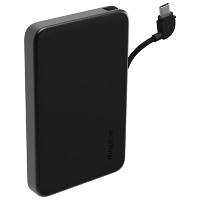 Mophie Powerstation Plus Mini 5000 mAh 20W USB-C PD Power Bank with Built-In USB-C Cable - Black
