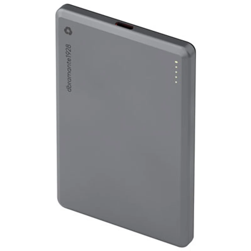 Dbramante1928 Re-Charge 5000 mAh 15W USB-C Power Bank with Wireless MagSafe and Qi2 Charger - Grey