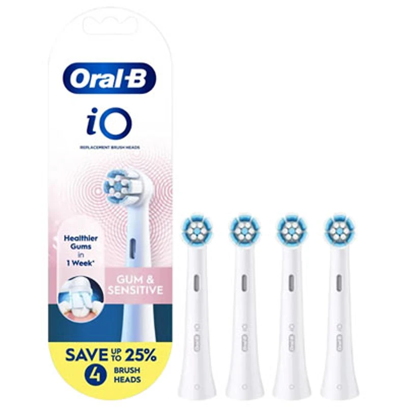 Oral-B iO Series Gum & Sensitive Replacement Brush Heads - 4 Pack - White