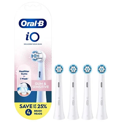Oral-B iO Series Gum & Sensitive Replacement Brush Heads - 4 Pack - White