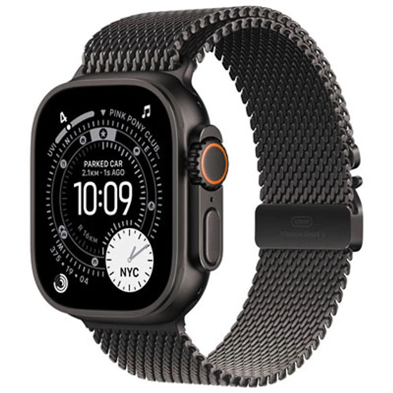 Rogers Apple Watch Ultra 3 (GPS + Cellular) 49mm Black Titanium Case with Black Titanium Milanese Loop