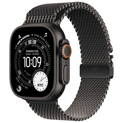 Koodo Apple Watch Ultra 3 (GPS + Cellular) 49mm Black Titanium Case with Black Titanium Milanese Loop