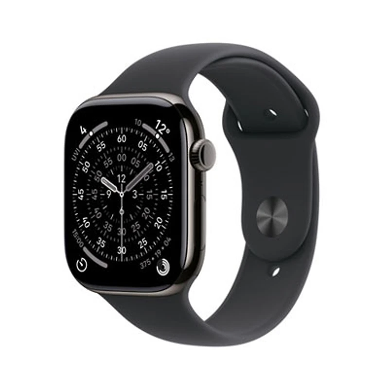 Koodo Apple Watch Series 11 (GPS + Cellular) 46mm Slate Titanium Case with Black Sport Band - Small/Medium - Monthly Tab Payment