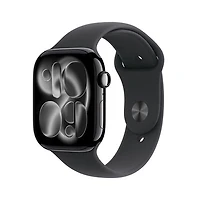 TELUS Apple Watch Series 11 (GPS + Cellular) 46mm Jet Black Aluminum Case with Black Sport Band - Small/Medium - Monthly Financing