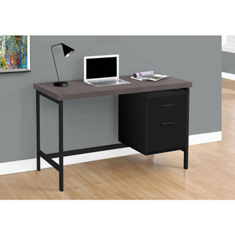 Open Box - Monarch Computer Desk with Filing Cabinet - Black