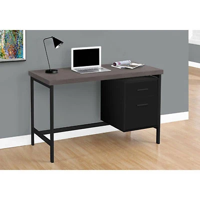 Open Box - Monarch Computer Desk with Filing Cabinet - Black