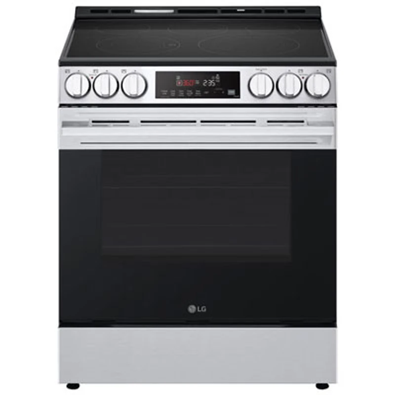Open Box - LG 30" 6.3 Cu. Ft. Fan Convection 5-Element Slide-In Electric Air Fry Range - Black SS - Scratch & Dent