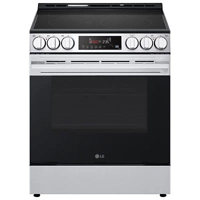 Open Box - LG 30" 6.3 Cu. Ft. Fan Convection 5-Element Slide-In Electric Air Fry Range - Black SS - Scratch & Dent