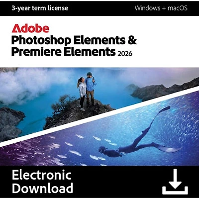 Adobe Photoshop Elements & Premiere Elements 2026 (PC/Mac) - 1 User - 3 Year - Digital Download