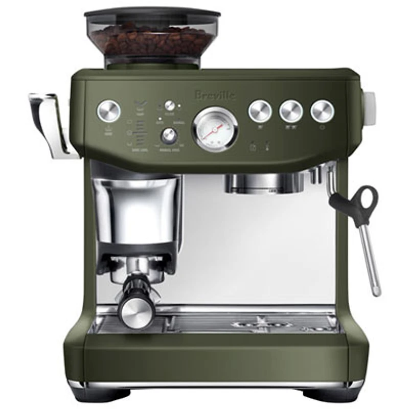 Refurbished (Good) - Breville Barista Express Impress Espresso Machine w/Frother&Coffee Grinder - Olive Tapenade - Remanufactured by Breville
