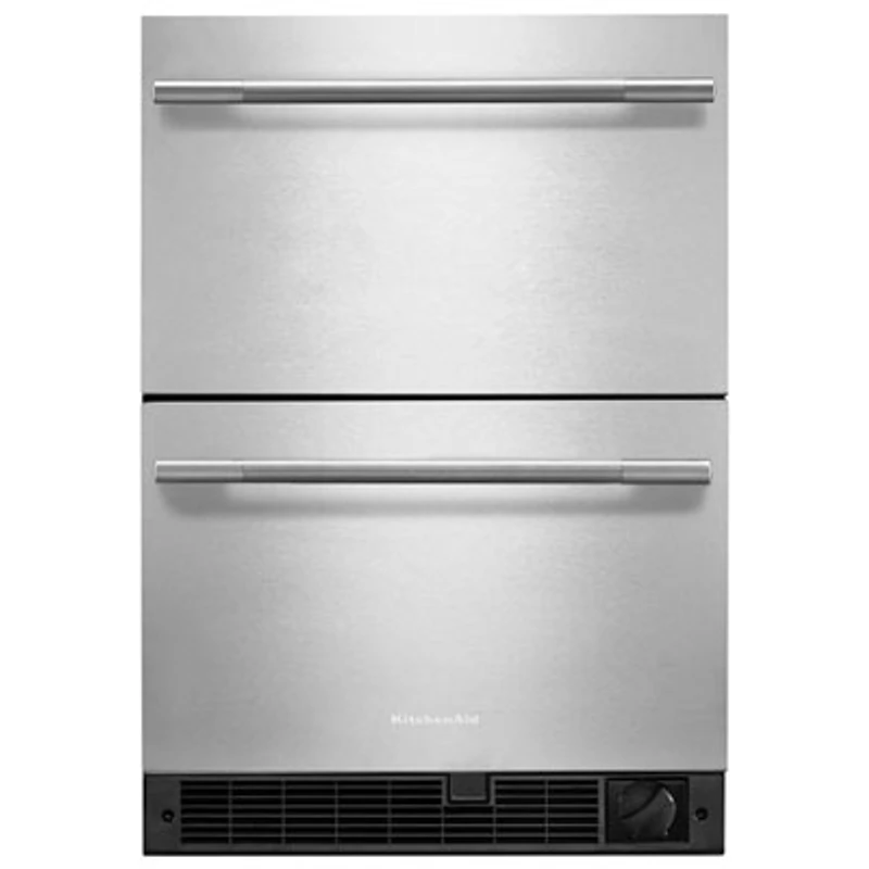 KitchenAid Undercounter Double-Drawer 4.2 Cu. Ft. Built-In Bar Fridge (KUCT524SSB) - Black Cabinet/Stainless Doors