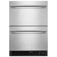 KitchenAid Undercounter Double-Drawer 4.2 Cu. Ft. Built-In Bar Fridge (KUCT524SSB) - Black Cabinet/Stainless Doors