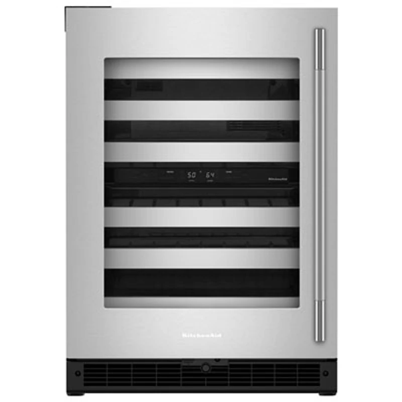 KitchenAid Undercounter 46-Bottle Freestanding Wine Cellar (KUWL324SSB) - Black Cabinet/Stainless Doors
