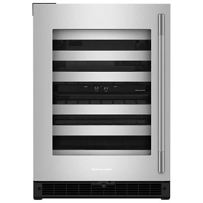 KitchenAid Undercounter 46-Bottle Freestanding Wine Cellar (KUWL324SSB) - Black Cabinet/Stainless Doors