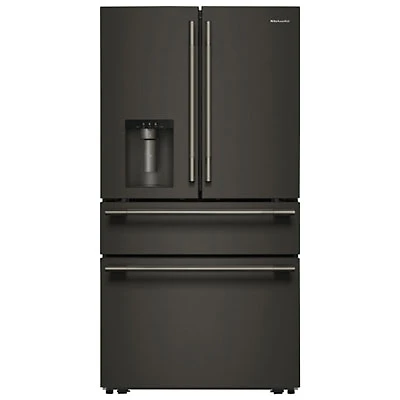 KitchenAid 36" 28.7 Cu. Ft. French Door Refrigerator w/ Water & Ice Dispenser (KRMF436SBE) - Black Ore
