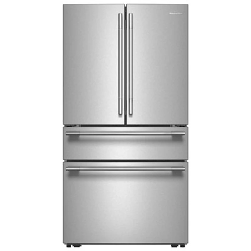 KitchenAid 36" 29.5 Cu. Ft. French Door Refrigerator w/ Water & Ice Dispenser (KRMF336SPS) - PrintShield Stainless