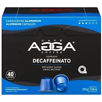 Agga Espresso Decaffeinato Swiss Method 7.48oz Medium Roast Aluminium Capsules - 40 Counts