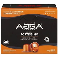 Agga Espresso Fortissimo 7.48oz Dark Roast Aluminium Capsules - 40 Counts