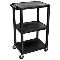 Luxor Tuffy 42" Multi-Purpose Utility Cart (UCPL1) - 3 Shelves - Black