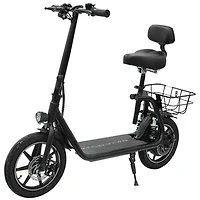 Open Box - Delorean 14" Seated Folding Electric Scooter (450W Motor / 27.85 km Range / 25 km/h Top Speed) - Black