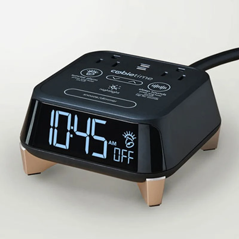 Brandstand CubieTime Zen Alarm Clock with 2 Outlets & USB-C Port