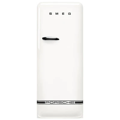 Smeg x Porsche Retro 23.7" 9.92 Cu. Ft. Freestanding Top Freezer Refrigerator (FAB28URDPCW6) - Carrara White