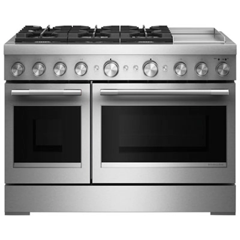 KitchenAid 48" 6.3 Cu Ft True Convection Free-Standing 6-Burner Dual Fuel Range w/ Electric Griddle (KFDD948SSS) -Stainless Steel