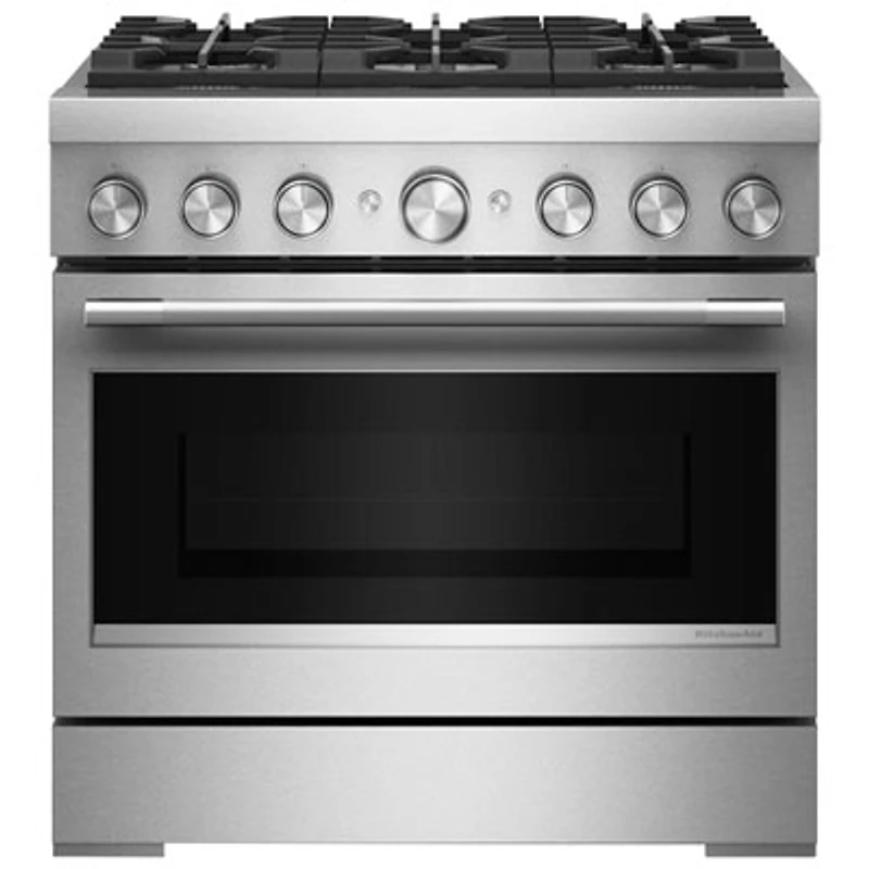 KitchenAid 36" 5.1 Cu. Ft. True Convection Free-Standing 6-Burner Dual Fuel Range (KFDS936SSS) - Stainless Steel