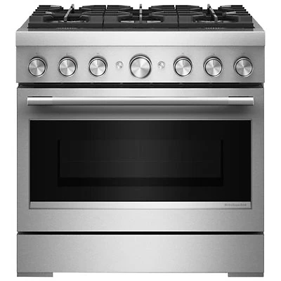 KitchenAid 36" 5.1 Cu. Ft. True Convection Free-Standing 6-Burner Dual Fuel Range (KFDS936SSS) - Stainless Steel