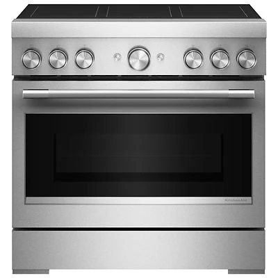 KitchenAid 36" 5.1 Cu. Ft. True Convection Free-Standing 6-Element Induction Range (KFIS936SSS) - Stainless Steel