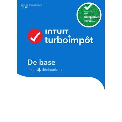 TurboImpôt De base 2025 (PC) - 1 User - 4 Returns - French - Digital Download