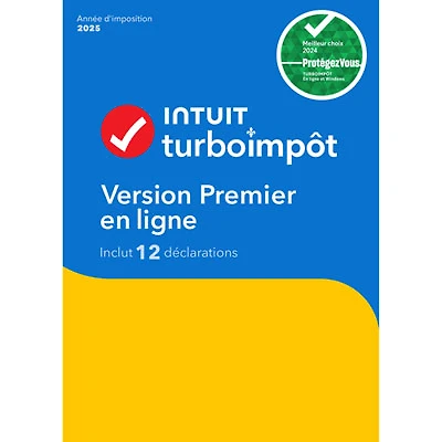 TurboImpôt Premier en ligne 2025 (PC) - 1 User - 12 Returns - French - Digital Download
