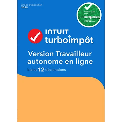 TurboImpôt Travailleur autonome en ligne 2025 (PC) - 1 User - 12 Returns - French - Digital Download