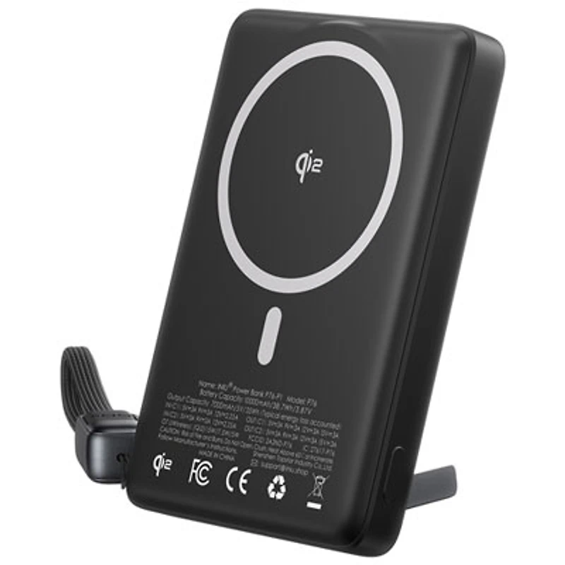 INIU MagPro Ultra Slim 10000 mAh 45W USB-C PD Power Bank with Wireless Qi2 & MagSafe Charger - Black