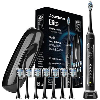 AquaSonic Elite Smart Electric Toothbrush - Black