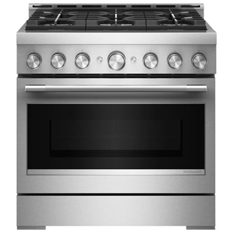 KitchenAid 36" 5.1 Cu. Ft. True Convection Free-Standing 6-Element Gas Range (KFGS936SSS) - Stainless Steel