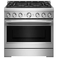KitchenAid 36" 5.1 Cu. Ft. True Convection Free-Standing 6-Element Gas Range (KFGS936SSS) - Stainless Steel