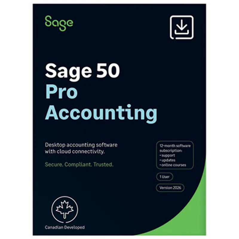 Sage 50 Pro Accounting 2026 (PC) - 1 User - 1 Year Subscription