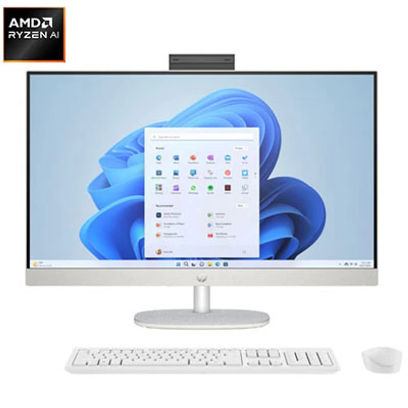 Open Box - HP 27" CoPilot+ PC All-In-One PC - Shell White/Dark Grey (AMD Ryzen AI 7 350/16GB RAM/1TB SSD/Win11)
