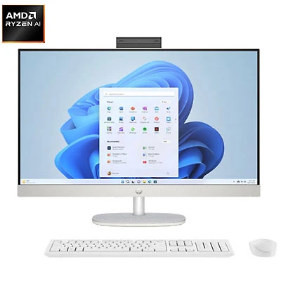 Open Box - HP 27" CoPilot+ PC All-In-One PC - Shell White/Dark Grey (AMD Ryzen AI 7 350/16GB RAM/1TB SSD/Win11)