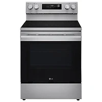 LG 30" 6.3 Cu. Ft. True Convection Freestanding Smooth Top Air Fry Range (LREN6321YE) - Stainless Steel
