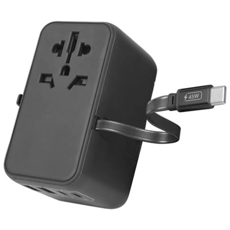 LOGiiX World Traveler XL 45W Travel Adapter - Black