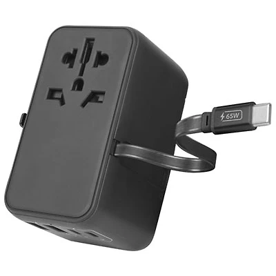 LOGiiX World Traveler XL 65W Travel Adapter - Black