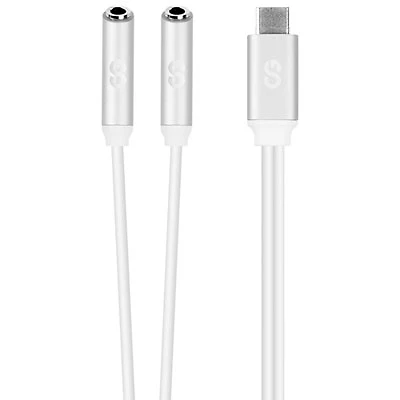 LOGiiX Sound Share USB-C to Aux Earphone Splitter - White/Silver