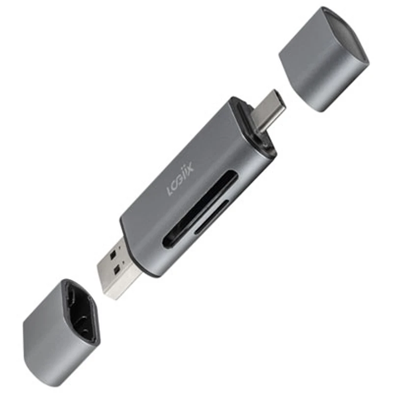 LOGiiX 2-in-1 USB C/A to SD/Micro SD Card Reader