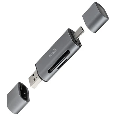 LOGiiX 2-in-1 USB C/A to SD/Micro SD Card Reader