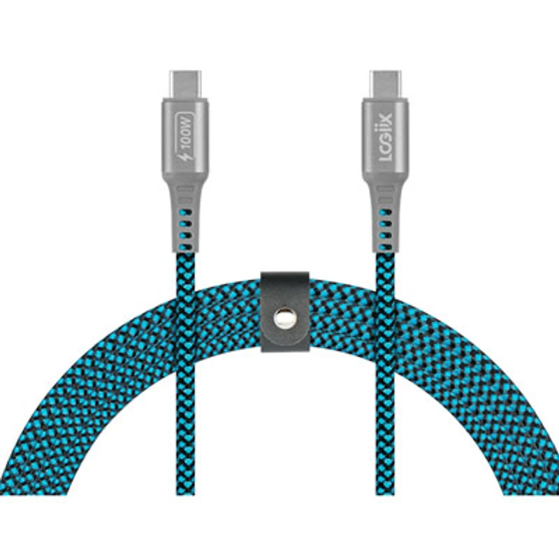 LOGiiX Piston Connect 100W 1.5m (4.9ft.) Braided USB-C to USB-C Cable (LGX-14082) - Blue/Black