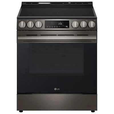 Open Box - LG 30" 6.3 Cu Ft Fan Convection 5-Element Slide-In Electric Air Fry Range (LSEL6333ZE) -Black Stainless -Perfect Condition