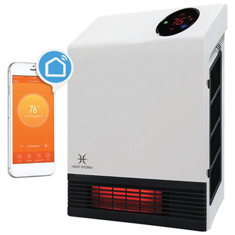 Heat Storm Deluxe 1000W Infrared Wall Mount Electric Heater with Wi-Fi